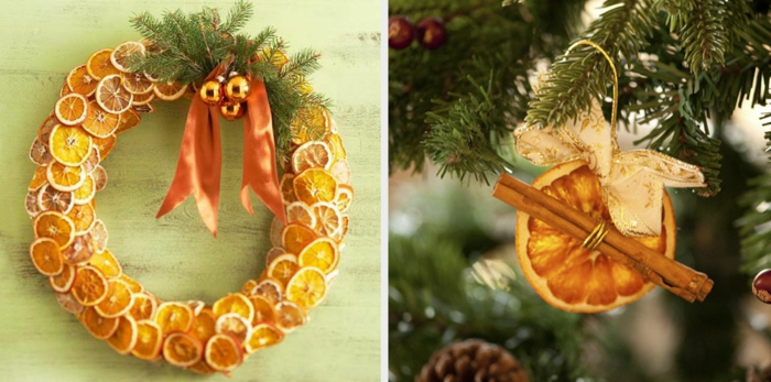 artesanía floristería decoración Naranjas secas corona de Navidad 